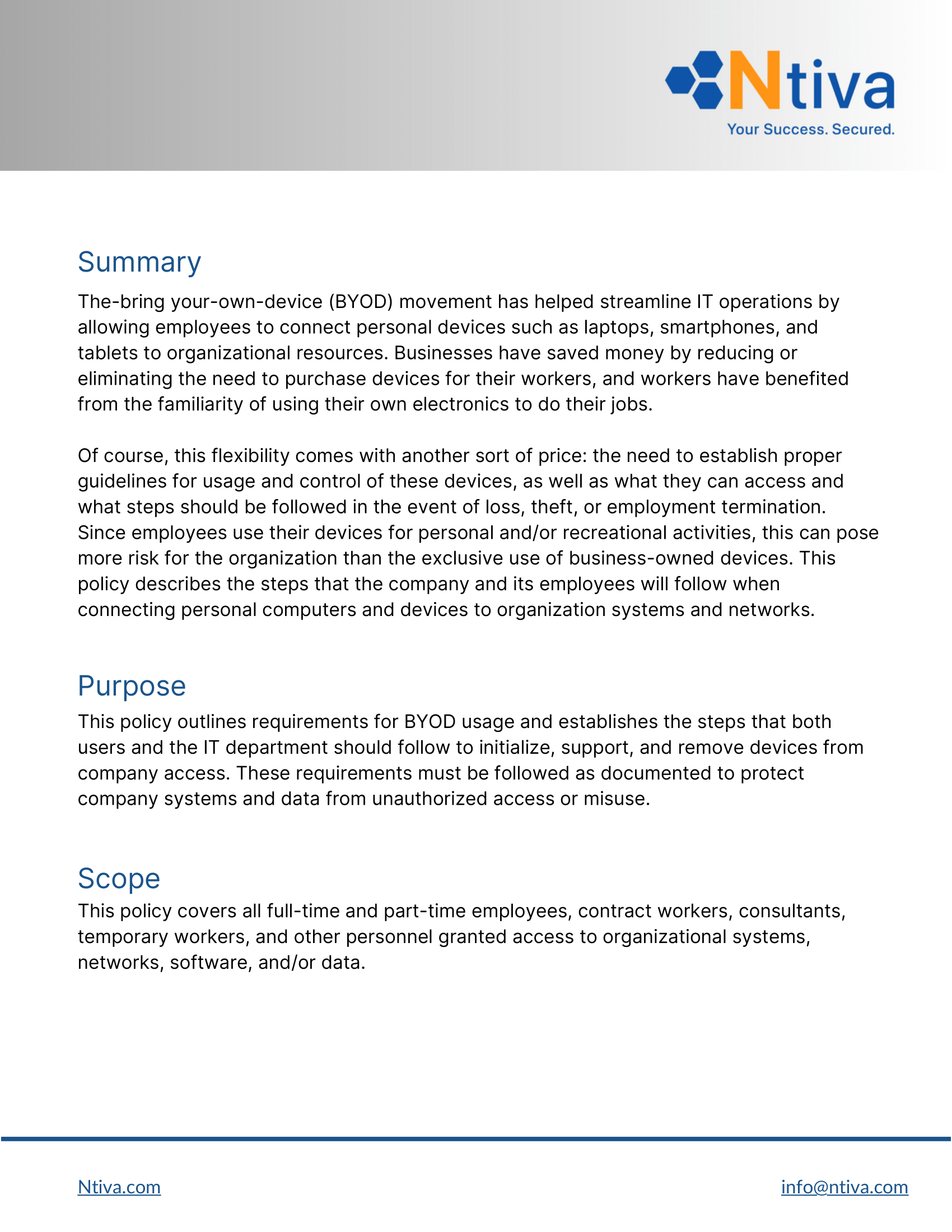 Ntiva Sample BYOD Policy Template 2024-3