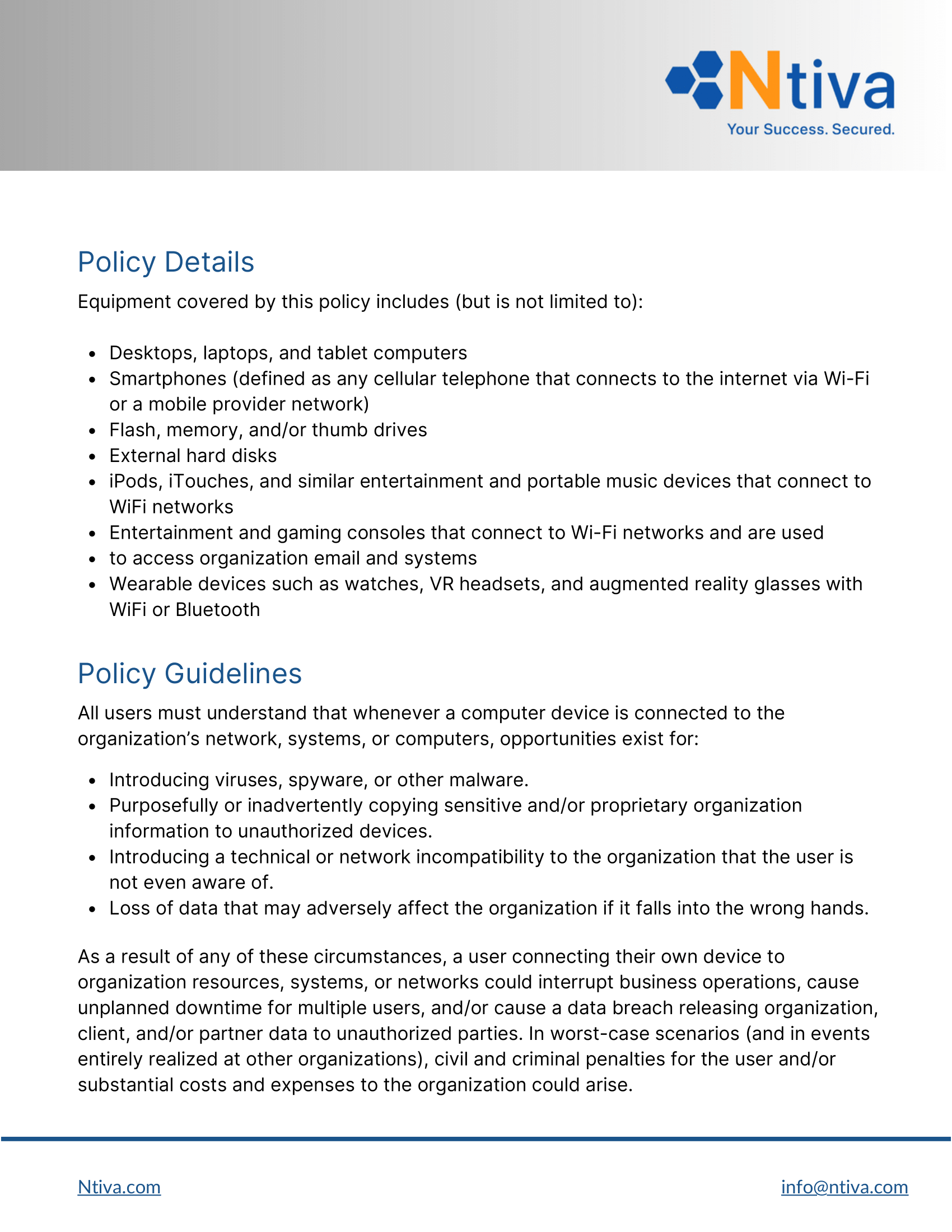 Ntiva Sample BYOD Policy Template 2024-4