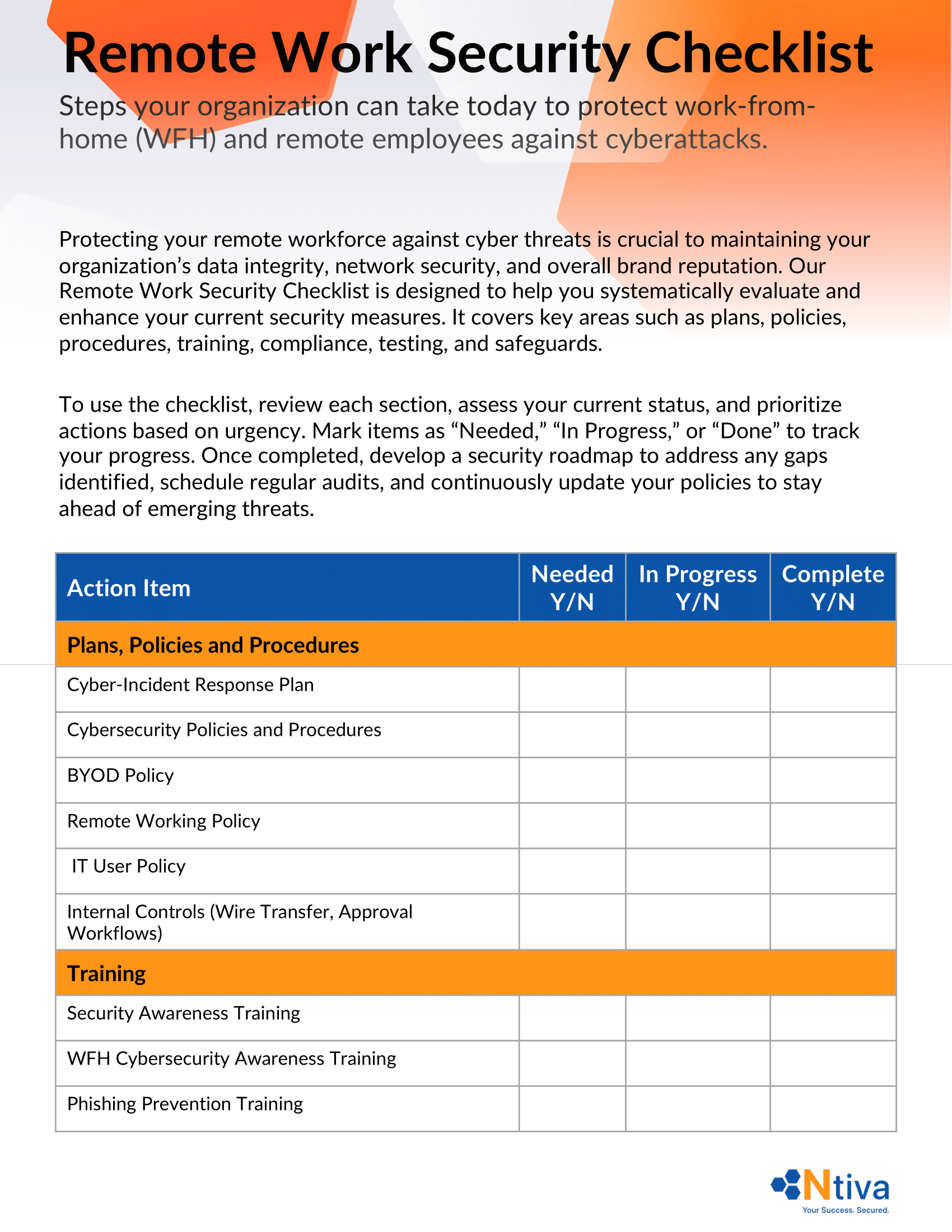 Remote Work Security Checklist Page 1