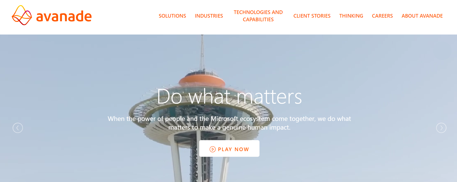 Avanade homepage: Do what matters
