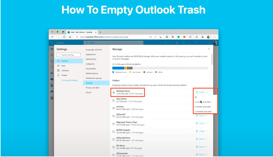 Outlook Empty Trash on Mac