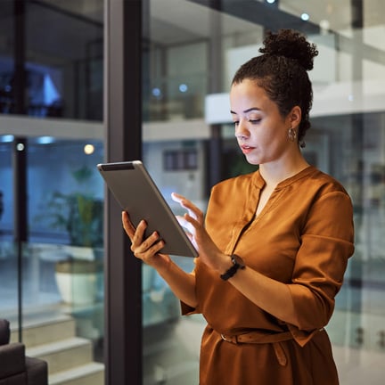 IT consultant working on her tablet