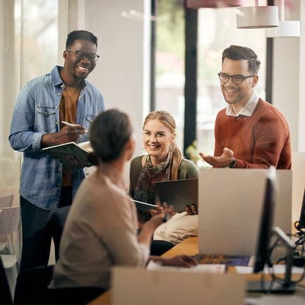 Group of IT consultants working together