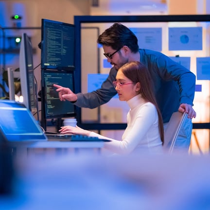 IT consultants working together in an office environment