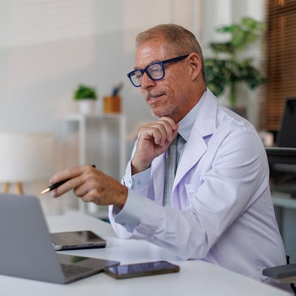 Doctor working on computer