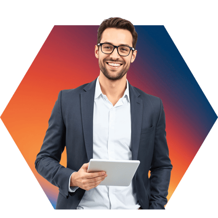 Portrait of a professional, young businessman holding a tablet