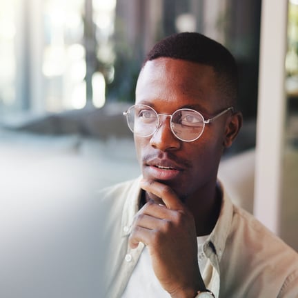 young professional thinking planning working on computer