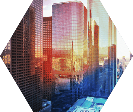office buildings inside hexagon
