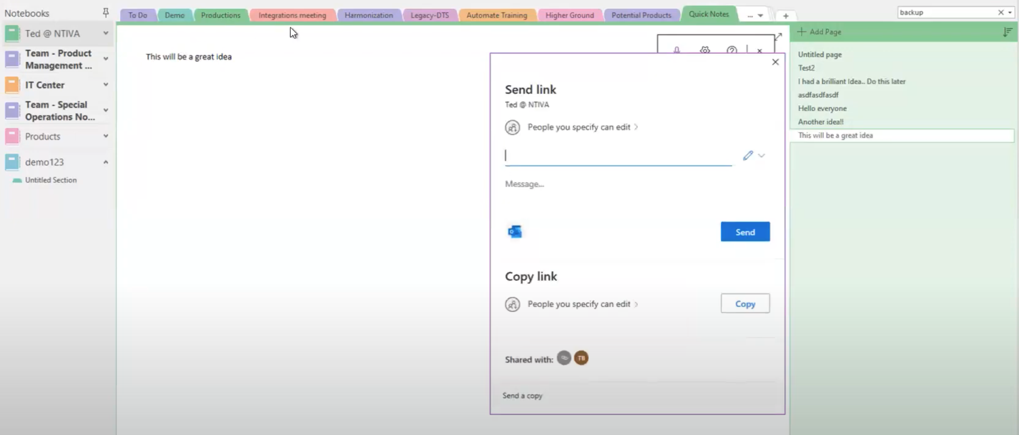 OneNote Notebook Sharing