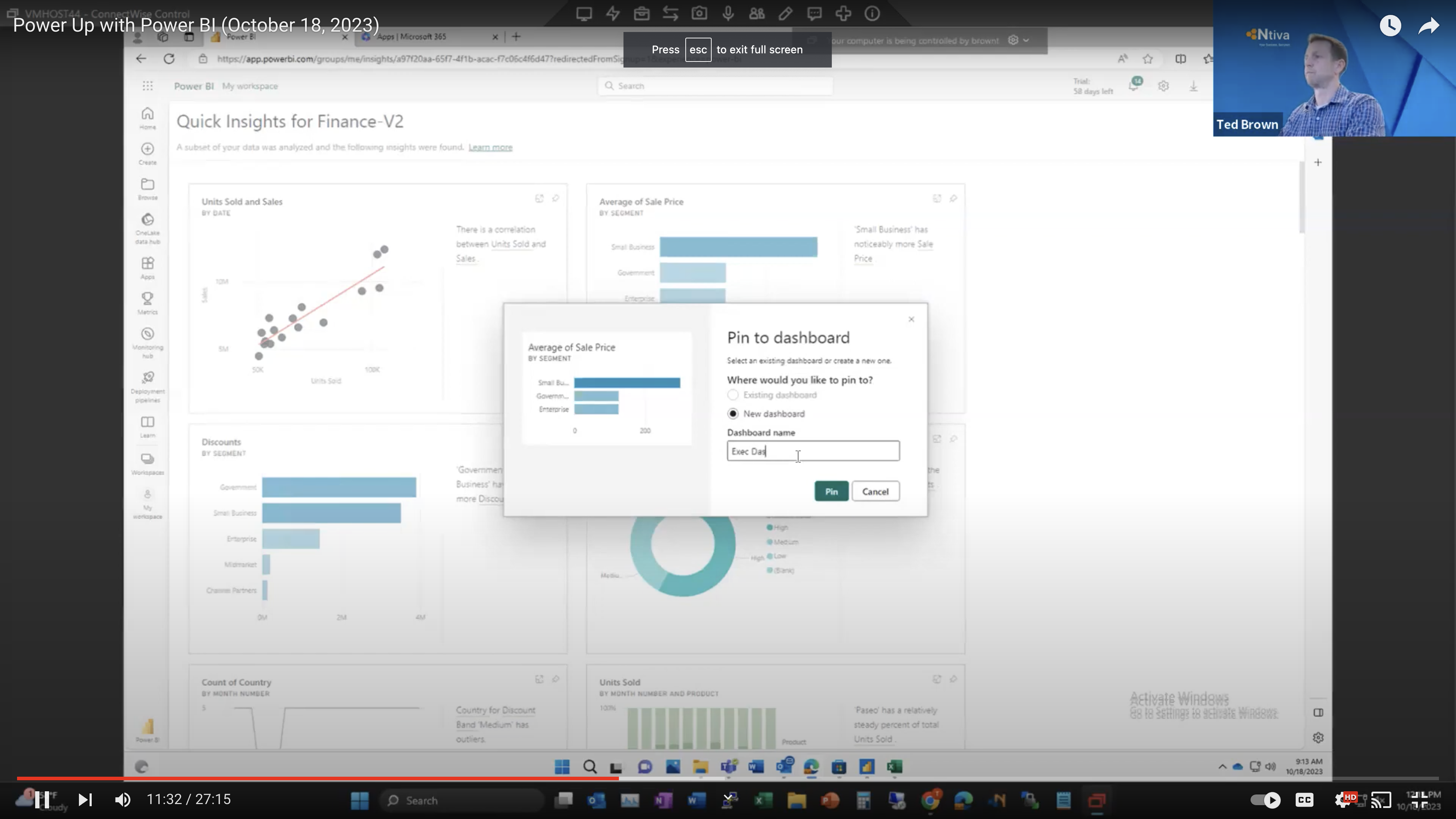 Power BI Dashboard Pin