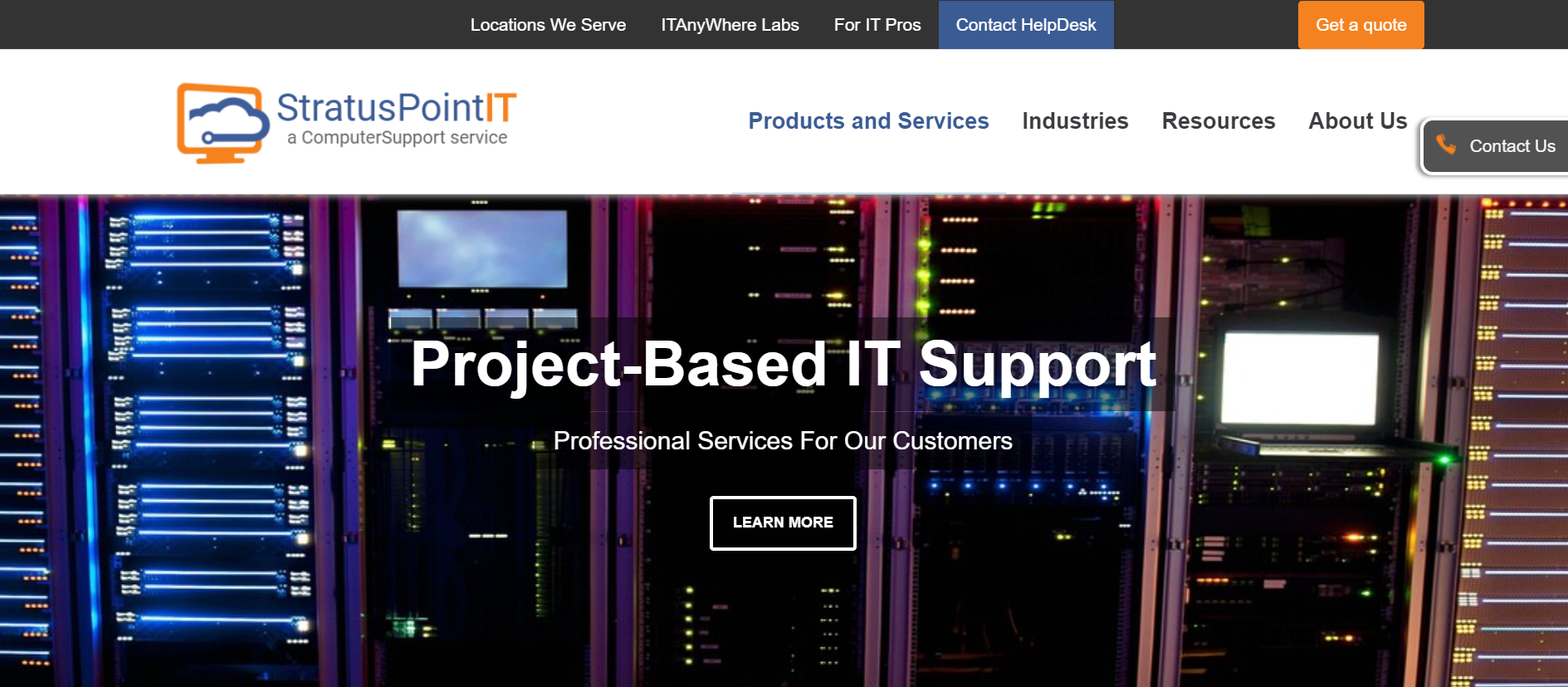 StratusPointIT homepage: Project-based IT support. 