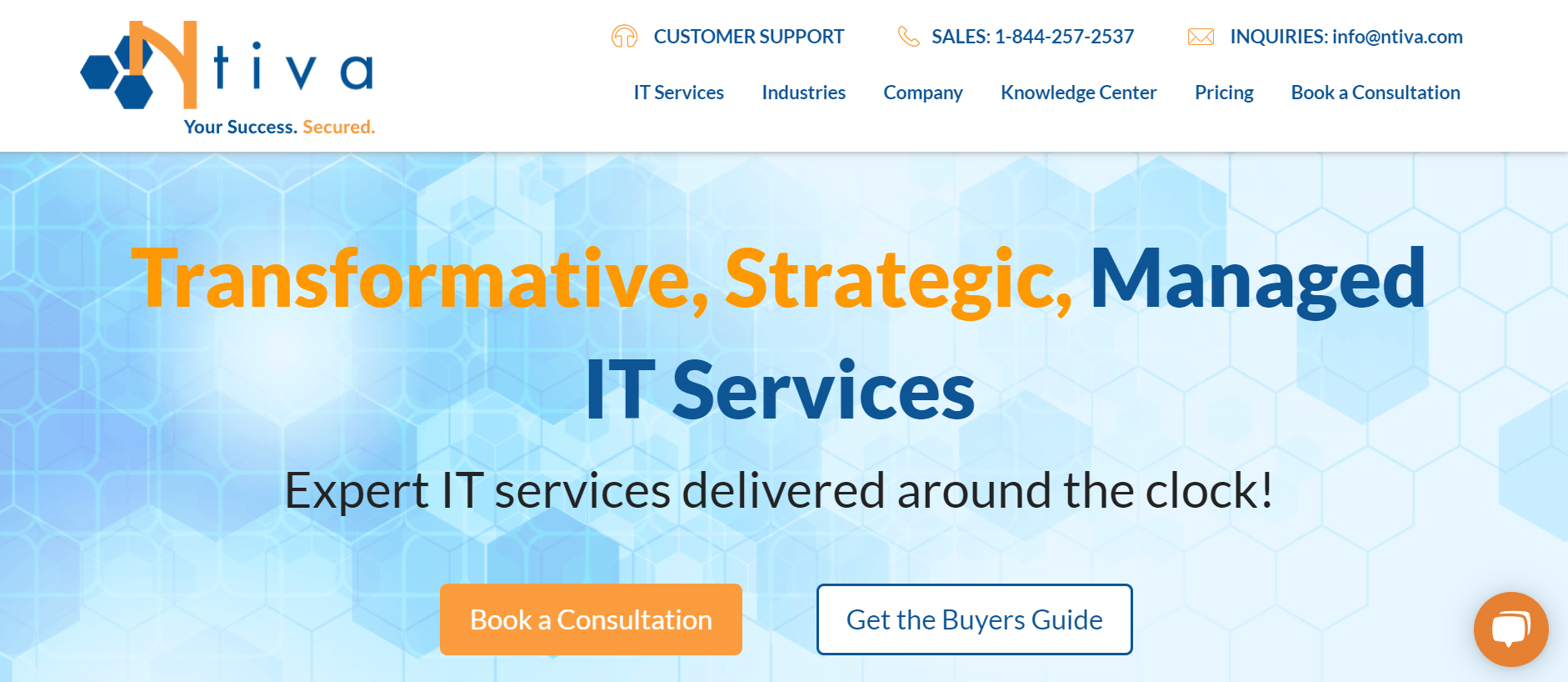Ntiva homepage: Transformative, Strategic, Managed IT Services. 