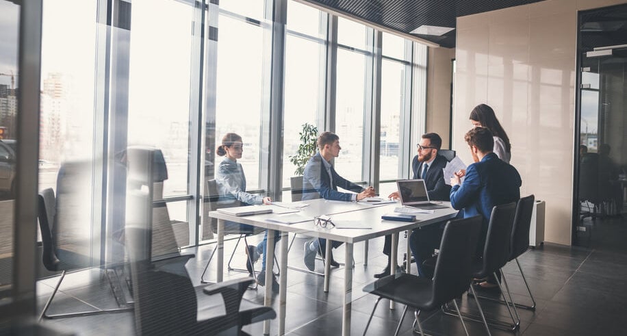 Law firm colleagues having a business meeting in their office