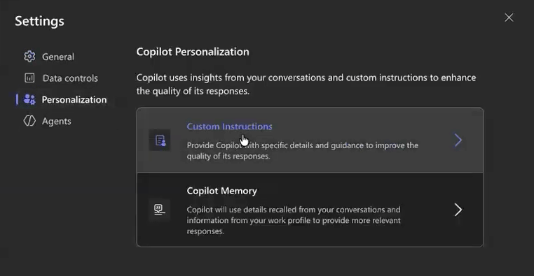 microsoft copilot chat personalization