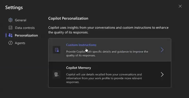 microsoft copilot chat personalization