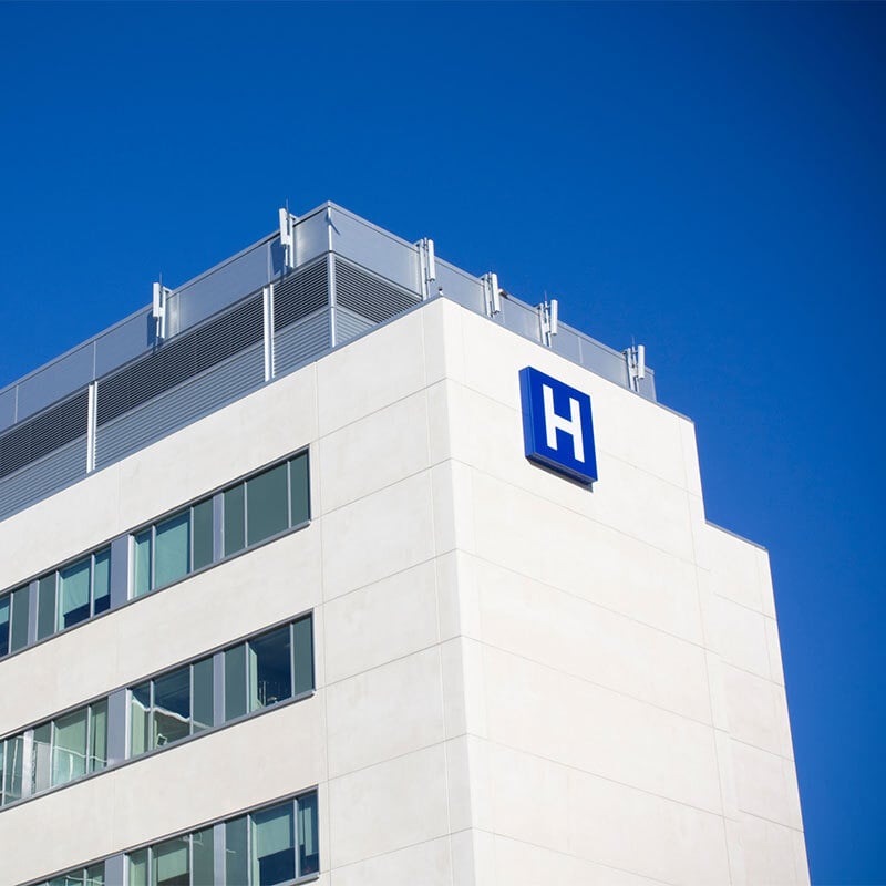 Modern hospital building exterior